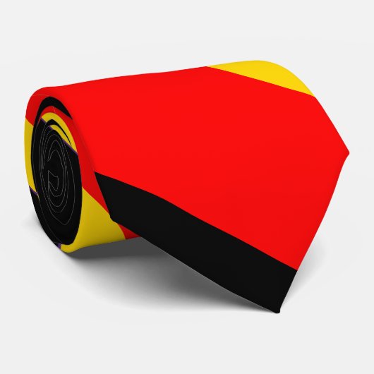 Black Gold en Red Broad University Stripe Stropdas (Opgerold)