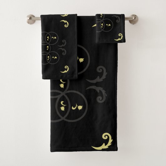 Black Gold- en Silvcer-cirkels Bad Handdoek (Insitu)