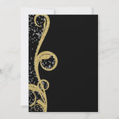 Black Gold en Silver Glitter Elegant Swirl Wedding Kaart (Achterkant)