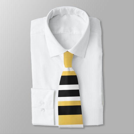 Black, Gold en White  Stripes Stropdas (Gebonden)