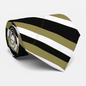 Black Gold en White University Stripe Stropdas (Opgerold)