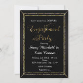 Black Gold Engagement Party Typografie Uitnodiging (Voorkant)