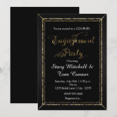 Black Gold Engagement Party Typografie Uitnodiging (Voorkant / Achterkant)
