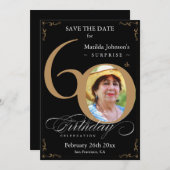 Black Gold Enterprise 60th Birthday Save the Date Kaart (Voorkant / Achterkant)