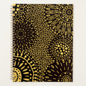 Black Gold Ethnic Floral Daily Planner Notebook (Voorkant)