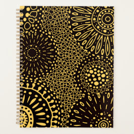 Black Gold Ethnic Floral Daily Planner Notebook