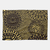 Black Gold Ethnic Floral Pattern Kitchen Towel Theedoek (Horizontaal)