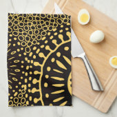 Black Gold Ethnic Floral Pattern Kitchen Towel Theedoek (Quarter Fold)