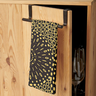 Black Gold Ethnic Floral Pattern Kitchen Towel Theedoek