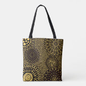 Black Gold Ethnic Floral Pattern Tote Bag (Achterkant)
