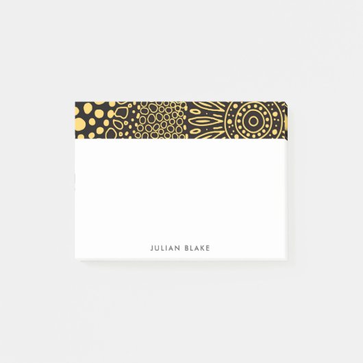 Black Gold Ethnic Floral Personalize Post-it Notes (Voorkant)