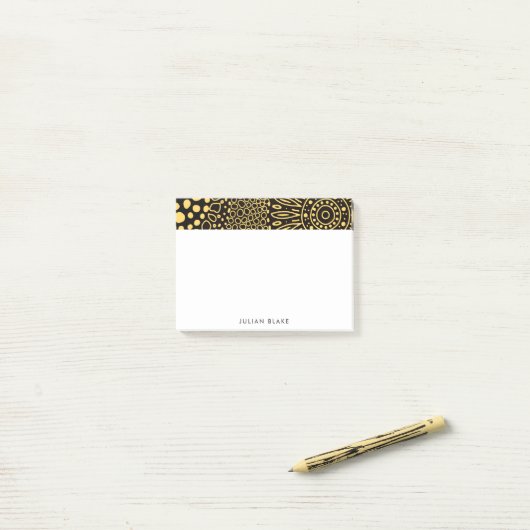 Black Gold Ethnic Floral Personalize Post-it Notes (Op bureau)