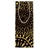 Black Gold Ethnic Floral Wine Gift Bag Wijn Cadeautas (Achterkant)