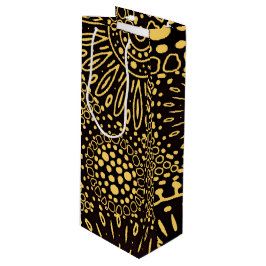 Black Gold Ethnic Floral Wine Gift Bag Wijn Cadeautas