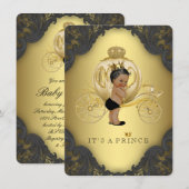 Black Gold Ethnic Prince Baby shower Kaart (Voorkant / Achterkant)