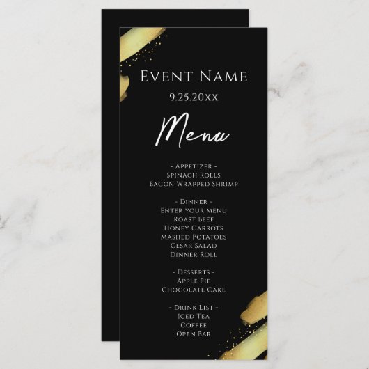 Black Gold Event Menu  (Voorkant / Achterkant)