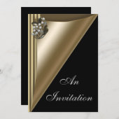 Black & Gold Event Party Invitation Sjabloon Kaart (Voorkant / Achterkant)
