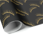 Black Gold Eyelashes Birthday Cadeaupapier (Rol Hoek)