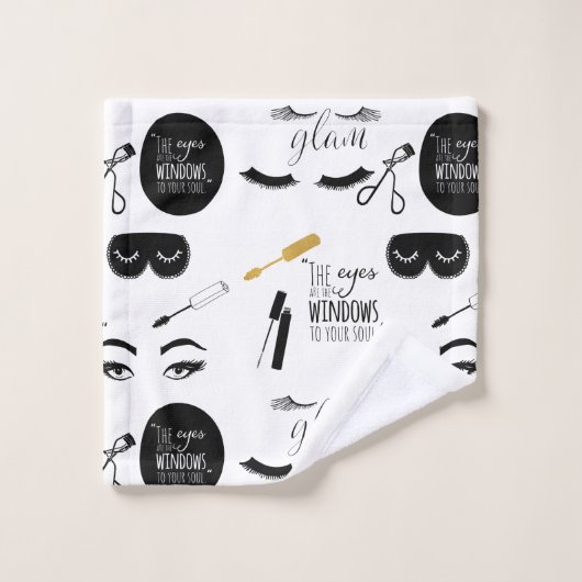 Black Gold Eyelashes Glam Bad Handdoek (Wasdoekje)