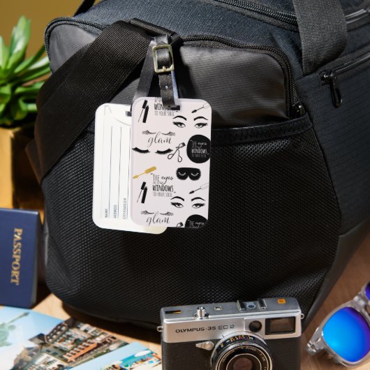 Black Gold Eyelashes Glam Birthday Bagagelabel (Voorkant & Achterkant)