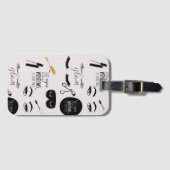 Black Gold Eyelashes Glam Birthday Bagagelabel (Voorkant (horizontaal))