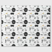 Black Gold Eyelashes Glam Birthday Cadeaupapier (Vlak)