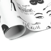 Black Gold Eyelashes Glam Birthday Cadeaupapier (Rol Hoek)