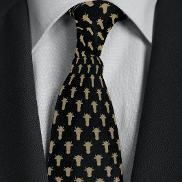Black & Gold Farmer Rancher Koe Head Stropdas