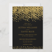 Black Gold Faux Foil Confetti Elegant Wedding Kaart (Voorkant)