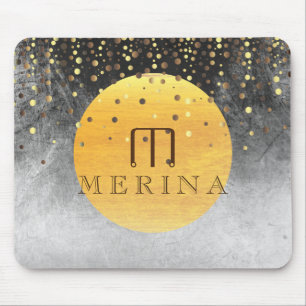 Black Gold Faux Folie Confetti Glitter Moon Muismat