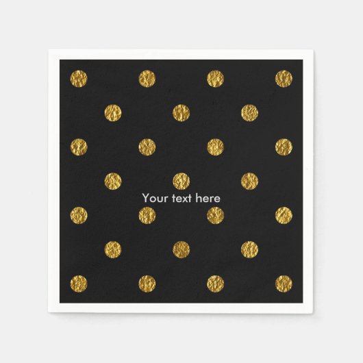 Black & Gold Faux Folie Polka Dots Party Servetten (Voorkant)