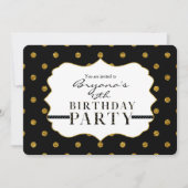 Black & Gold Faux Folie Polka Dots Photo Invitatio Kaart (Voorkant)