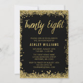 Black Gold Faux Glitter 28th Birthday Invitations Kaart (Voorkant)