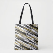 Black Gold Faux Glitter Modern Abstract Tote Bag (Voorkant)
