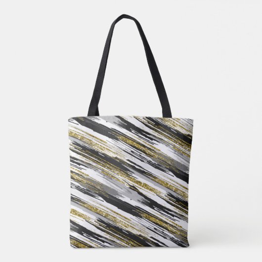 Black Gold Faux Glitter Modern Abstract Tote Bag (Achterkant)