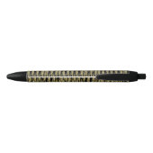 Black Gold Faux Glitter Stripes Zwarte Inkt Pen (Achterkant)