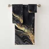 Black Gold Faux Marble  Elegant Bad Handdoek (Insitu)