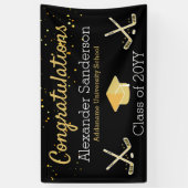 Black Gold-felicitatie Hockey Afstuderen banner (Verticaal)