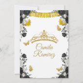 Black & Gold Fiesta Butterfly Mis XV Anos Kaart (Achterkant)