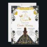 Black & Gold Fiesta Butterfly Mis XV Anos Kaart<br><div class="desc">Black & Gold Fiesta Butterfly Mis XV Anos</div>