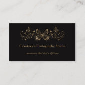 Black Gold Filigree Butterflies Visitekaartje (Voorkant)