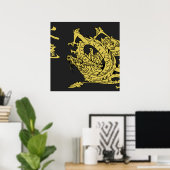 Black & Gold Fire Dragon 1.0 Posters (Thuiskantoor)
