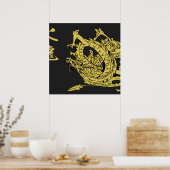 Black & Gold Fire Dragon 1.0 Posters (Keuken)