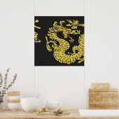Black & Gold Fire Dragon 2.0 Posters (Keuken)