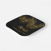 Black Gold Fireworks Happy Nieuwjaar Papieren Bordje (Gebogen)