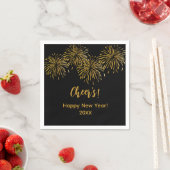 Black Gold Fireworks Happy Nieuwjaar Servet (Insitu)