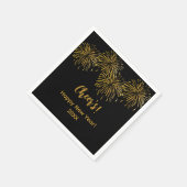 Black Gold Fireworks Happy Nieuwjaar Servet (Hoek)