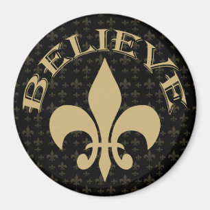 Black Gold Fleur de Lis Believe Magneet