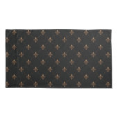 Black Gold Fleur de Lis Elegant Luxury Patroon Kussensloop (Achterkant-Links)