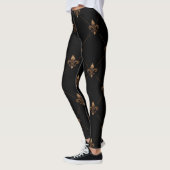 Black Gold Fleur de Lis Elegant Luxury Patroon Leggings (Links)